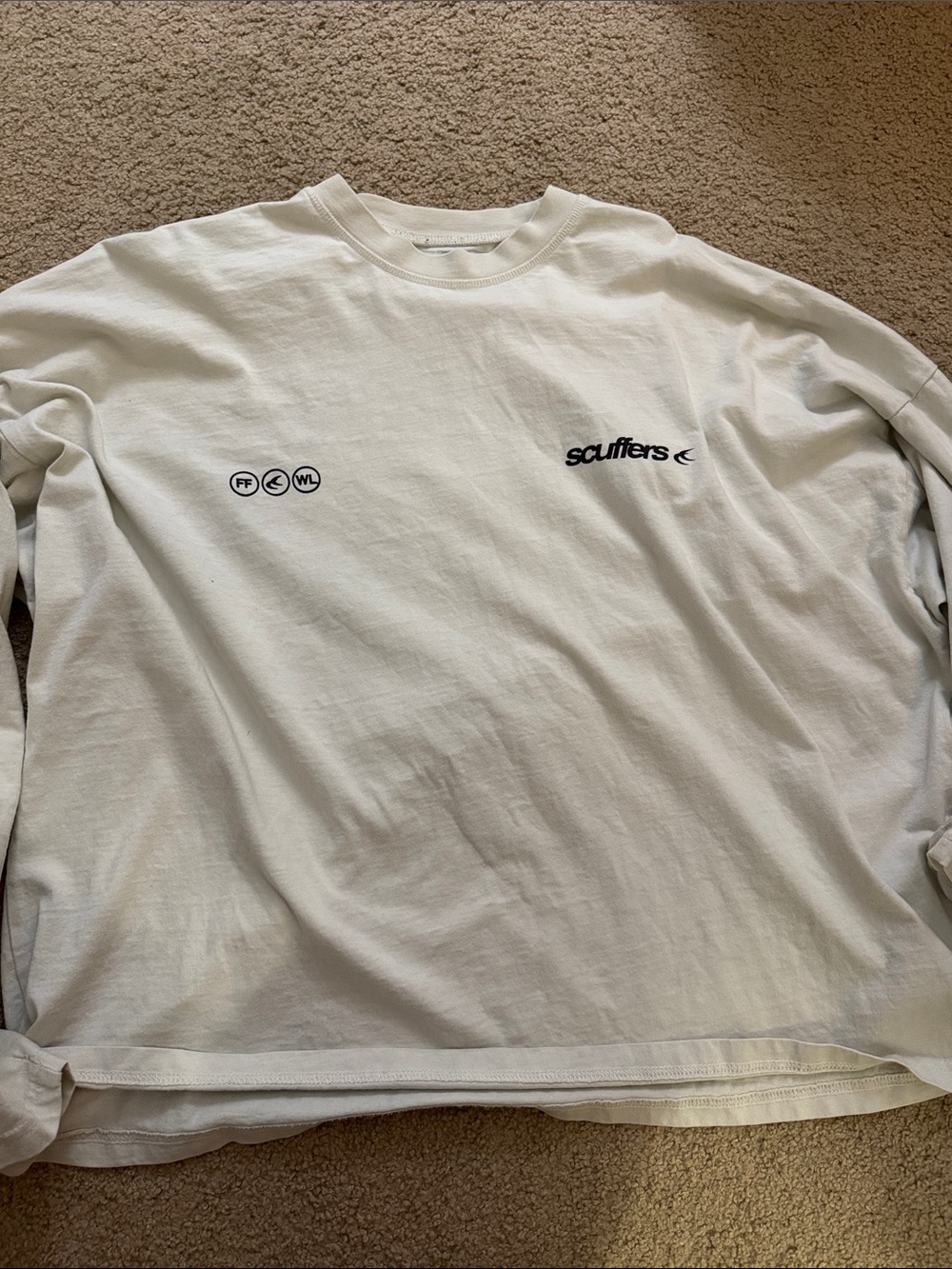 Scufflers White Long Sleeve Logo Tee